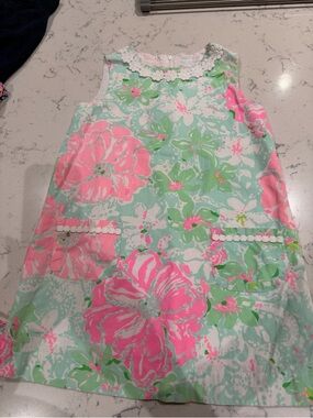 Lilly Pulitzer Girls Floral Shift Dress in Pink and Mint